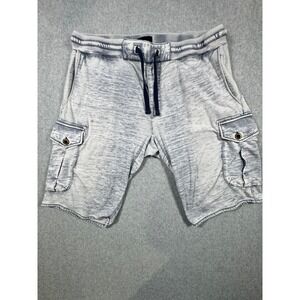 Jetlag Mens XXL Cargo Sweat Shorts Light Blue Acid Wash Drawstring Knit Lounge
